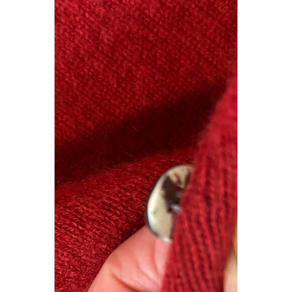 Original Orvis 100% Cashmere Deep Red Button Cardigan Crew Neck Sz L Ultra Soft - Picture 8 of 8